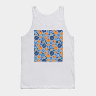 Pretty Orange & Blue Pumpkin Pattern on a Blue Background Tank Top